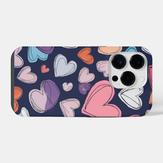 Vibrant Hearts iPhone Case - Romantisch cadeau-ide iPhone Hoesje (Achterkant horizontaal)