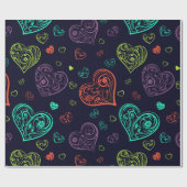 Vibrant Hearts Pattern Valentijn Cadeaupapier (Vlak)