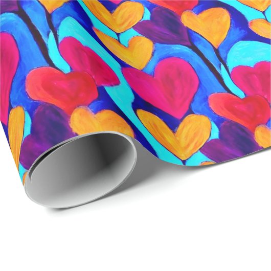 Vibrant Hearts Valentijnsdag Gift Wrap Cadeaupapier (Rol Hoek)