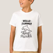  Vibrant Hello Summer | Colorful Ocean Animals T-shirt (Voorkant)