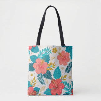 Vibrant Hibiscus Floral Tote Bag