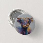 Vibrant Highland Coo Badge - Highland Cow Button (Voorkant /achterkant)