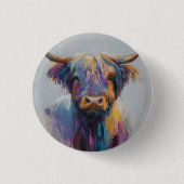 Vibrant Highland Coo Badge - Highland Cow Button (Voorkant)