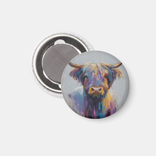 Vibrant Highland Coo Gift - Highland Cow Magnet (Voorkant / Achterkant)