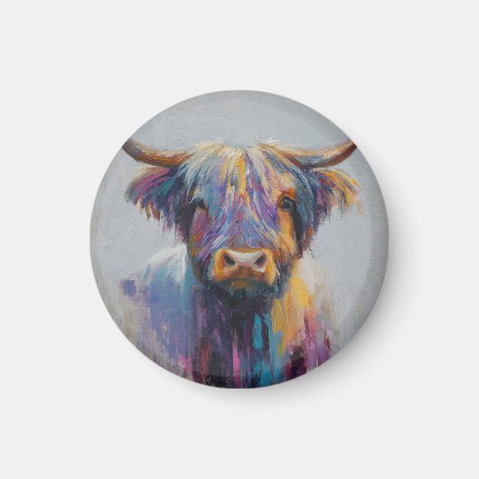 Vibrant Highland Coo Gift - Highland Cow Magnet (Voorkant)
