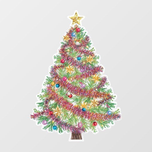 Vibrant Holiday Christmas Tree Window Cling Raamsticker (Vel)