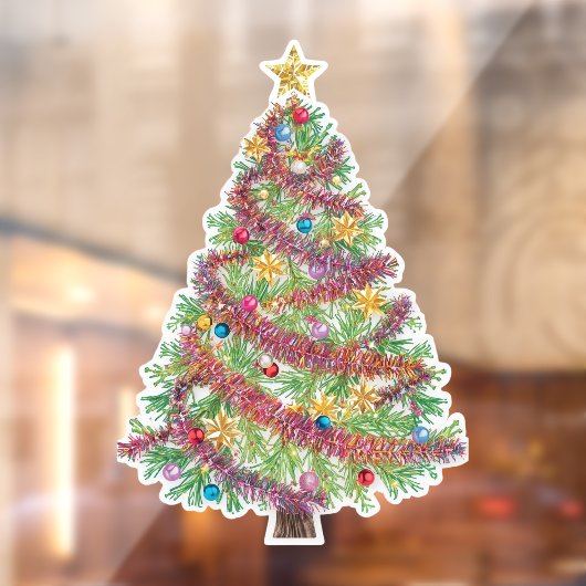 Vibrant Holiday Christmas Tree Window Cling Raamsticker (Vel 2)