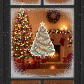Vibrant Holiday Christmas Tree Window Cling Raamsticker
