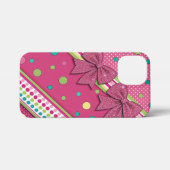 Vibrant Hot Pink Green Stripes Polka Dots Glitter  iPhone Hoesje (Achterkant horizontaal)