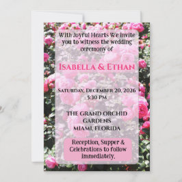 Vibrant Hot Pink Rose Bush Garden Wedding Kaart