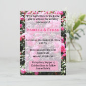 Vibrant Hot Pink Rose Bush Garden Wedding  Kaart (Staand voorkant)