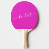 Vibrant Hot Pink Script-naam op maat Tafeltennisbatje (Voorkant)