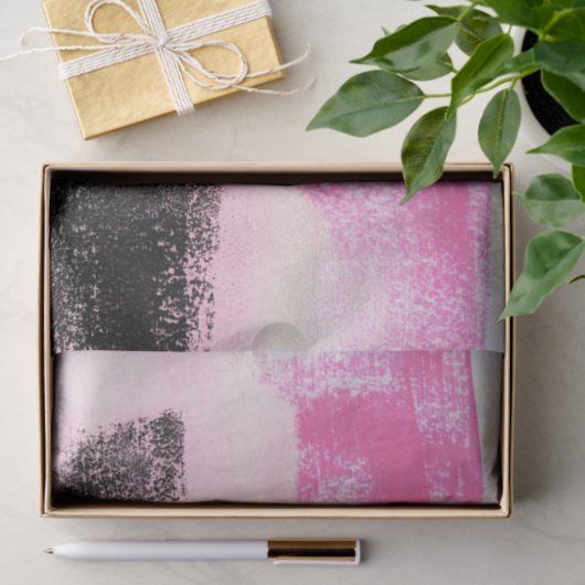 Vibrant hot roze zwarte Abstracte inkt Tissuepapier (Geschenk)