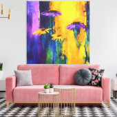 Vibrant Hues - Abstracte Floral Canvas Art Afdruk (Insitu (Woonkamer))