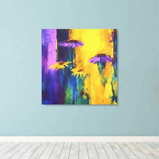 Vibrant Hues - Abstracte Floral Canvas Art Afdruk (Insitu (Houten vloer))