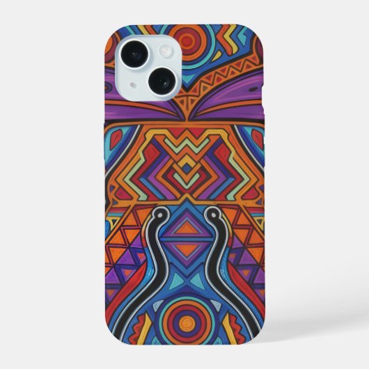 Vibrant Huichol Animal Spirit Phone Case iPhone 15 Case (Achterkant)
