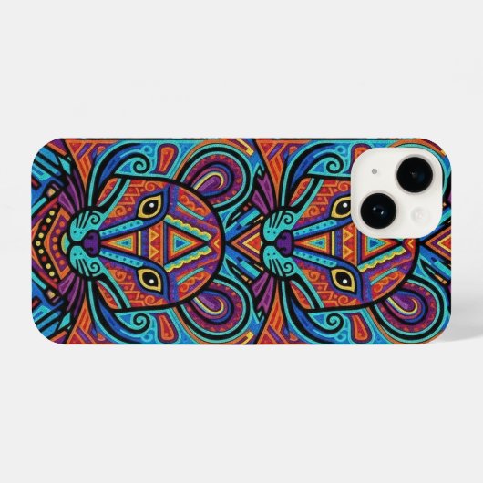 Vibrant Huichol Animal Spirit Phone Case iPhone Hoesje (Achterkant horizontaal)