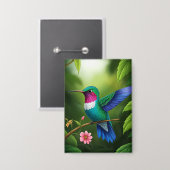 Vibrant Hummingbird Among Leaves Button (Voorkant / Achterkant)