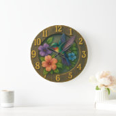 Vibrant hummingbird garden clock with floral detai grote klok (Huis)