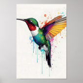 Vibrant Hummingbird Watercolor Splash Poster (Voorkant)
