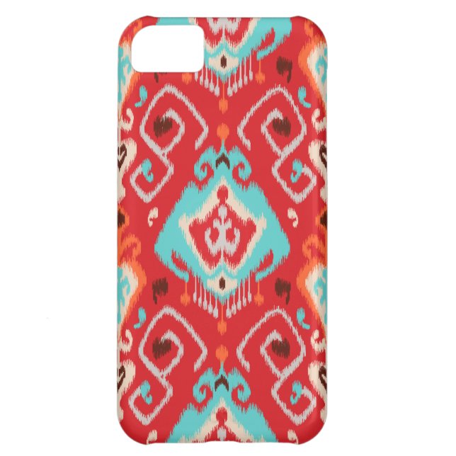 Vibrant ikatpatroon in rood en turquoise Case-Mate iPhone case (Achterkant)