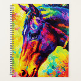 Vibrant Impasto Horse Portrait Colorful Wild Planner