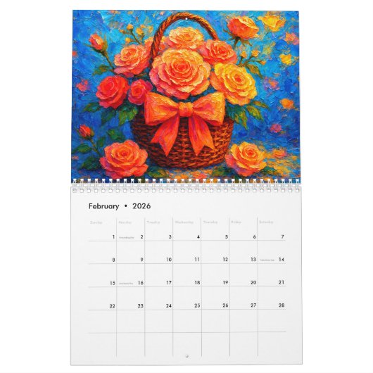 Vibrant Impressionist Floral Kalender (Feb 2026)