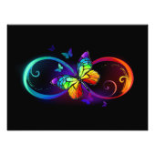 Vibrant infinity with rainbow butterfly on black foto afdruk (Voorkant)