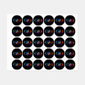 Vibrant infinity with rainbow butterfly on black labels (Vel)