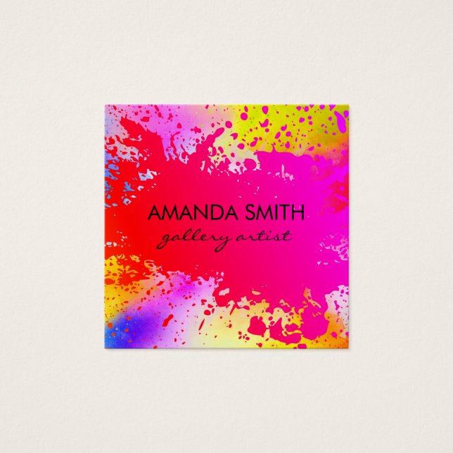 Vibrant Ink Splatter Vierkante Visitekaartjes (Voorkant)