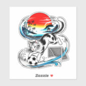 Vibrant Japanese Soccer Cat - For anime art fans Sticker (Vel)