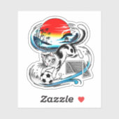Vibrant Japanese Soccer Cat - For anime art fans Sticker (Vel)