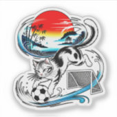 Vibrant Japanese Soccer Cat - For anime art fans Sticker (Voorkant)
