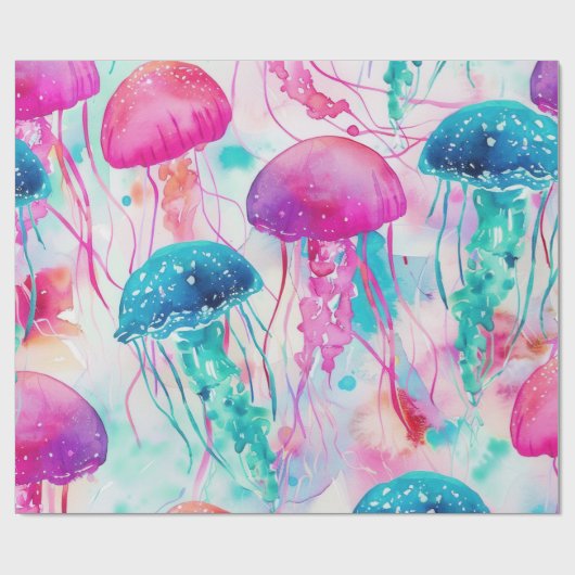 Vibrant Jellyfish Cadeaupapier (Vlak)