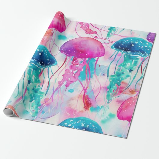 Vibrant Jellyfish Cadeaupapier (Uitgerold)
