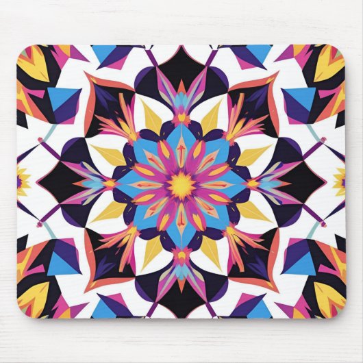 Vibrant Kaleidoscope Mandala Pattern Muismat (Voorkant)