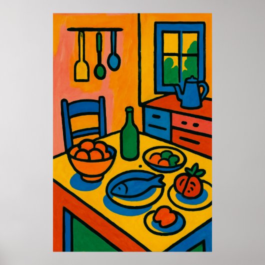 Vibrant Kitchen Still Life Poster (Voorkant)