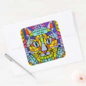 Vibrant Kitty Cat Face en eigen bericht kleurrijk Vierkante Sticker (Envelop)