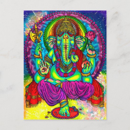 Vibrant kleurig ganesh Painting Briefkaart (Voorkant)