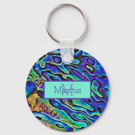 Vibrant, kleurrijke Abalone Shell Monogramed Sleutelhanger
