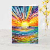  Vibrant Kleurrijke Zonsondergang over het Water Kaart (Gele Bloem)