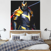 Vibrant Knight Canvas Print Triptych (Insitu (Slaapkamer))