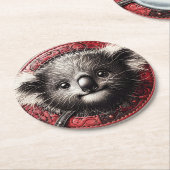 Vibrant Koala Beer Illustratie Ronde Kartonnen Onderzetter (Gebogen)