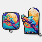 Vibrant Koala Moon Ovenwant & Pannenlap Set (Voorkant)