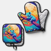 Vibrant Koala Moon Ovenwant & Pannenlap Set (Voorkant / Achterkant)