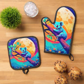 Vibrant Koala Moon Ovenwant & Pannenlap Set (Top down)
