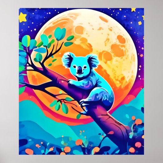 Vibrant Koala Moon Poster (Voorkant)