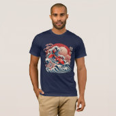 Vibrant Koi Fish Wave - Japans Ukiyo-e T-shirt (Voorkant volledig)
