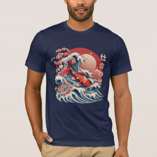 Vibrant Koi Fish Wave - Japans Ukiyo-e T-shirt