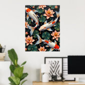 Vibrant Koi Pond Poster (Thuiskantoor)